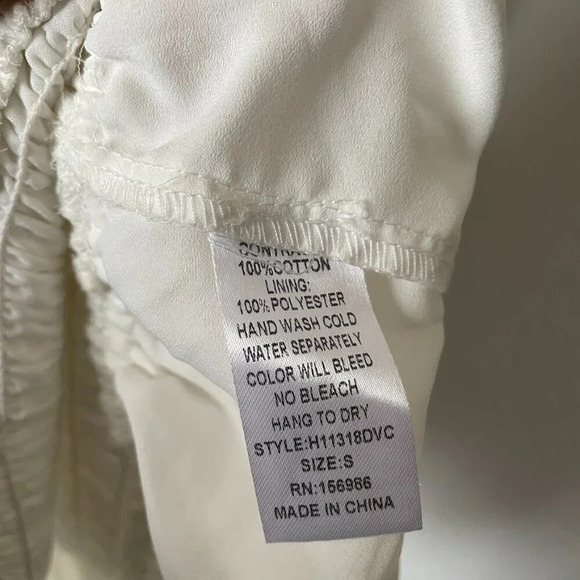 Idem Ditto Smocked Ruffle Eyelet Mini Dress White Size Small - Picture 5 of 5